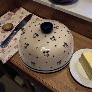 vintage Bolaslawiec Poland Small Butter or  cheese cover